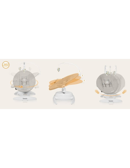 BN-LO-IRIS_BEIGE_SAND,Balansoar, Lionelo, Iris, 2 in 1, Rotire 360 grade, Electric, Cu 3 moduri de leganare, Cu 5 trepte de vite
