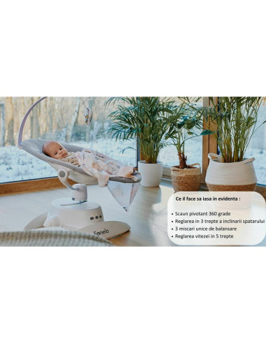 BN-LO-IRIS_BEIGE_SAND,Balansoar, Lionelo, Iris, 2 in 1, Rotire 360 grade, Electric, Cu 3 moduri de leganare, Cu 5 trepte de vite