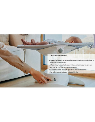 BN-LO-IRIS_BEIGE_SAND,Balansoar, Lionelo, Iris, 2 in 1, Rotire 360 grade, Electric, Cu 3 moduri de leganare, Cu 5 trepte de vite