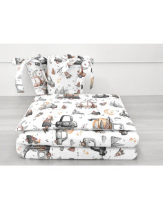 BN-6426972025324,Lenjerie patut cu 3 piese, MimiNu, Pentru patut 120x60 cm, Cu protectie laterala, Din bumbac certificat Oeko Te 2