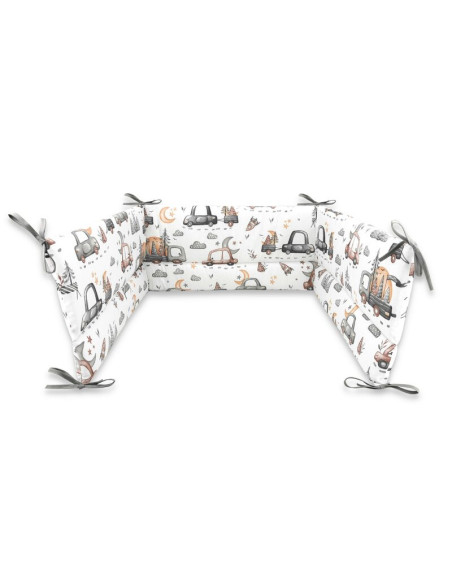 BN-6426972025324,Lenjerie patut cu 3 piese, MimiNu, Pentru patut 120x60 cm, Cu protectie laterala, Din bumbac certificat Oeko Te