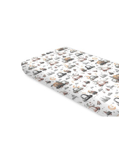 BN-6426972025362,Cearceaf cu elastic, MimiNu, Pentru pat 160x80 cm, Din bumbac certificat Oeko Tex Standard 100, Cars Grey 2