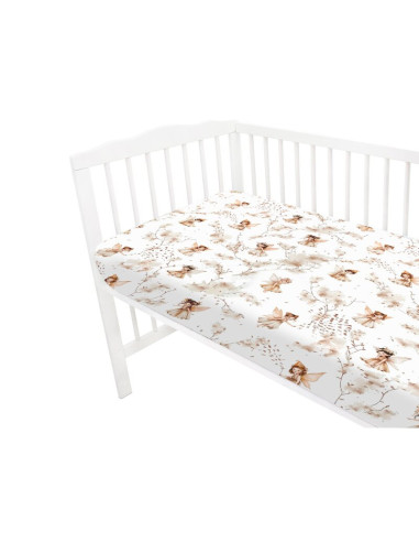 BN-6426972025393,Cearceaf cu elastic, MimiNu, Pentru patut 120X60 cm, Din bumbac certificat Oeko Tex Standard 100, Fairy