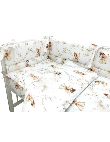 BN-6426972025447,Lenjerie patut cu 3 piese, MimiNu, Pentru patut 120x60 cm, Cu protectie laterala, Din bumbac certificat Oeko Te