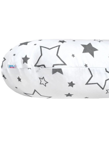 BN-35210,Perna alaptare, New Baby, Stelute, Cu husa detasabila, Din bumbac, 125x16 cm, Gri