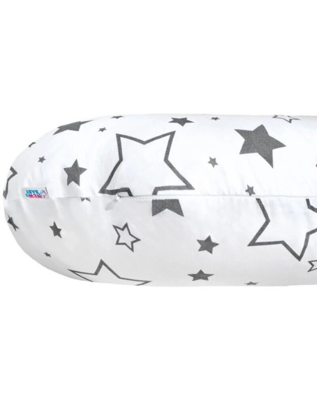 BN-35210,Perna alaptare, New Baby, Stelute, Cu husa detasabila, Din bumbac, 125x16 cm, Gri