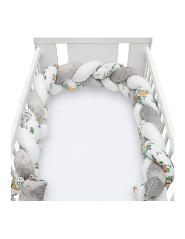 BN-50151,Protectie laterala, New Baby, Animale, Pentru patut, Tip Bumper impletit, Din muselina, Din materiale certificate Oeko 