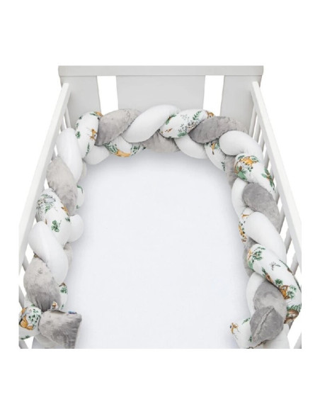 BN-50151,Protectie laterala, New Baby, Animale, Pentru patut, Tip Bumper impletit, Din muselina, Din materiale certificate Oeko 