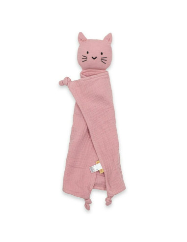BN-53497,Jucarie textila, New Baby, Baby Cat, Pentru bebelusi, Moale, Din muselina, 100% bumbac,30x30 cm, Pink