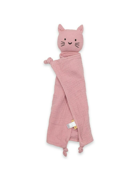 BN-53497,Jucarie textila, New Baby, Baby Cat, Pentru bebelusi, Moale, Din muselina, 100% bumbac,30x30 cm, Pink