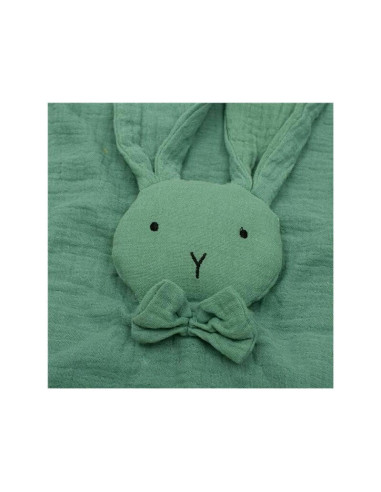 BN-53517,Jucarie textila, New Baby, Baby Rabbit, Pentru bebelusi, Moale, Din muselina, 100% bumbac,30x30 cm, Green