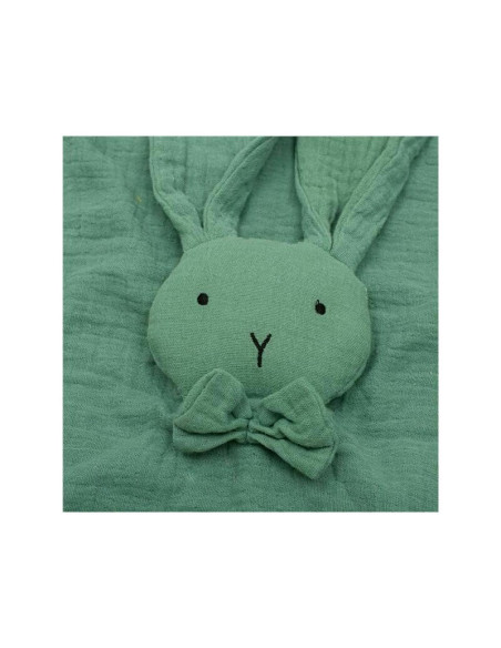 BN-53517,Jucarie textila, New Baby, Baby Rabbit, Pentru bebelusi, Moale, Din muselina, 100% bumbac,30x30 cm, Green