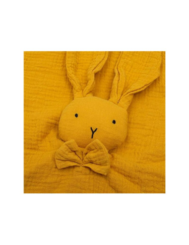 BN-53515,Jucarie textila, New Baby, Baby Rabbit, Pentru bebelusi, Moale, Din muselina, 100% bumbac,30x30 cm, Mustard