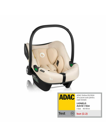 BN-LO-ASTRID_I-SIZE_BEIGE+BASE_BLACK,Scoica auto, Lionelo, i-Size Astrid, Include baza Isofix, 0-13 Kg, 40-87 cm, Cu maner si ca