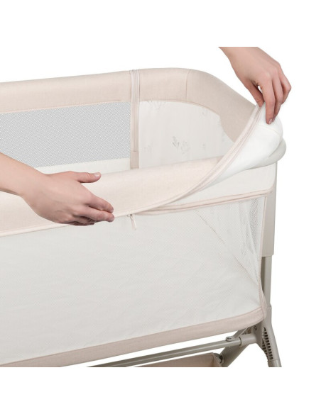 BN-LO-LEONIE_PLUS_BEIGE_SAND,Patut co-sleeper, Lionelo, Leonie Plus, Pliabil, Cu sistem de leganare, Cu setare unghiulara, Regla