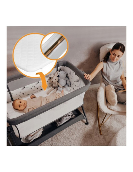BN-LO-LEONIE_PLUS_BEIGE_SAND,Patut co-sleeper, Lionelo, Leonie Plus, Pliabil, Cu sistem de leganare, Cu setare unghiulara, Regla