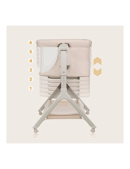 BN-LO-LEONIE_PLUS_BEIGE_SAND,Patut co-sleeper, Lionelo, Leonie Plus, Pliabil, Cu sistem de leganare, Cu setare unghiulara, Regla
