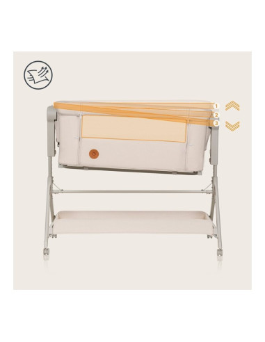 BN-LO-LEONIE_PLUS_BEIGE_SAND,Patut co-sleeper, Lionelo, Leonie Plus, Pliabil, Cu sistem de leganare, Cu setare unghiulara, Regla