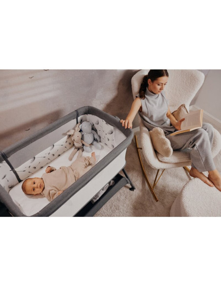 BN-LO-LEONIE_PLUS_BEIGE_SAND,Patut co-sleeper, Lionelo, Leonie Plus, Pliabil, Cu sistem de leganare, Cu setare unghiulara, Regla