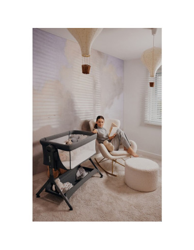 BN-LO-LEONIE_PLUS_BEIGE_SAND,Patut co-sleeper, Lionelo, Leonie Plus, Pliabil, Cu sistem de leganare, Cu setare unghiulara, Regla