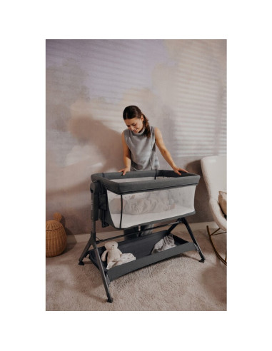 BN-LO-LEONIE_PLUS_BEIGE_SAND,Patut co-sleeper, Lionelo, Leonie Plus, Pliabil, Cu sistem de leganare, Cu setare unghiulara, Regla