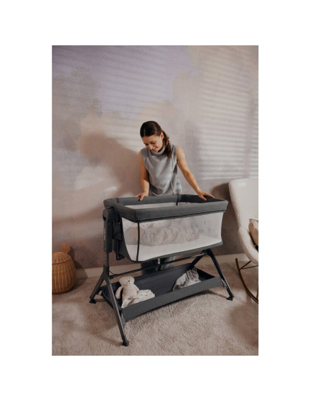 BN-LO-LEONIE_PLUS_BEIGE_SAND,Patut co-sleeper, Lionelo, Leonie Plus, Pliabil, Cu sistem de leganare, Cu setare unghiulara, Regla