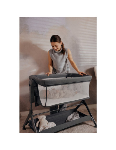 BN-LO-LEONIE_PLUS_BEIGE_SAND,Patut co-sleeper, Lionelo, Leonie Plus, Pliabil, Cu sistem de leganare, Cu setare unghiulara, Regla