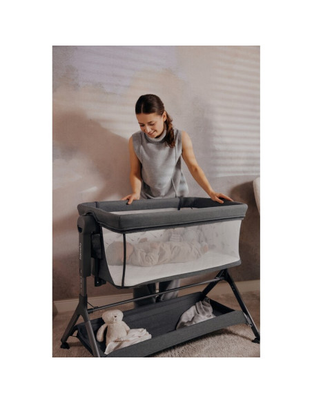 BN-LO-LEONIE_PLUS_BEIGE_SAND,Patut co-sleeper, Lionelo, Leonie Plus, Pliabil, Cu sistem de leganare, Cu setare unghiulara, Regla