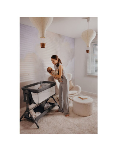 BN-LO-LEONIE_PLUS_BEIGE_SAND,Patut co-sleeper, Lionelo, Leonie Plus, Pliabil, Cu sistem de leganare, Cu setare unghiulara, Regla