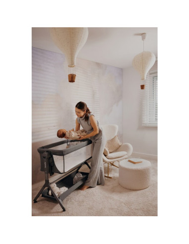 BN-LO-LEONIE_PLUS_BEIGE_SAND,Patut co-sleeper, Lionelo, Leonie Plus, Pliabil, Cu sistem de leganare, Cu setare unghiulara, Regla