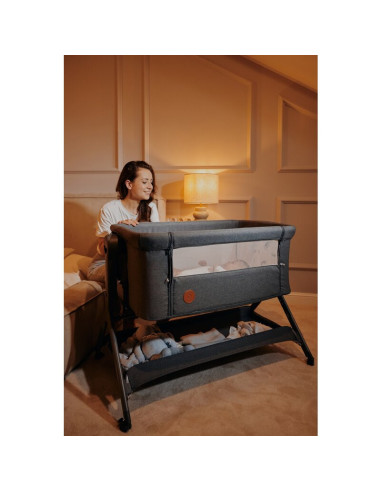 BN-LO-LEONIE_PLUS_BEIGE_SAND,Patut co-sleeper, Lionelo, Leonie Plus, Pliabil, Cu sistem de leganare, Cu setare unghiulara, Regla