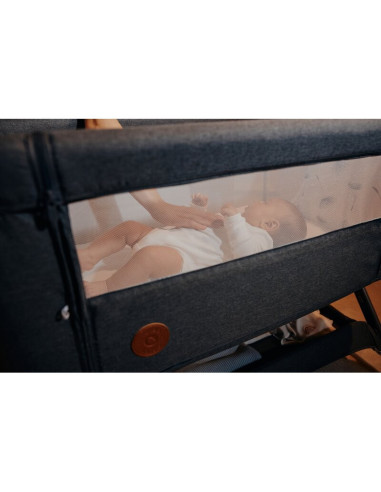 BN-LO-LEONIE_PLUS_BEIGE_SAND,Patut co-sleeper, Lionelo, Leonie Plus, Pliabil, Cu sistem de leganare, Cu setare unghiulara, Regla