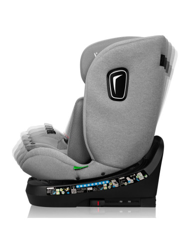 BN-LO-BRAVE_I-SIZE_GREY_STONE,Scaun auto, Lionelo, Brave i-Size, 4 in 1, Rotire 360 grade, Protectie laterala, Cu spatar inclina
