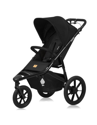 BN-LO-AZURA_BLACK_ONYX,Carucior sport, Lionelo, Azura, Cu 3 roti, Cu baldachin XXL impermeabil, Pliere compacta, Pana la 22 kg, 