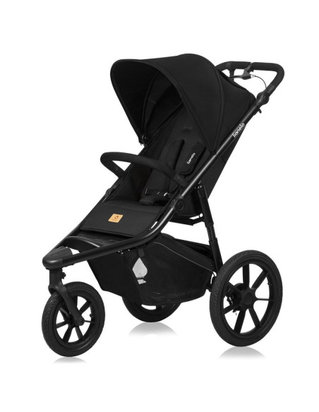 BN-LO-AZURA_BLACK_ONYX,Carucior sport, Lionelo, Azura, Cu 3 roti, Cu baldachin XXL impermeabil, Pliere compacta, Pana la 22 kg, 