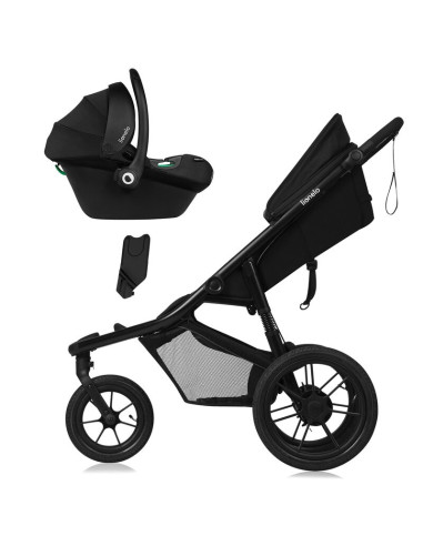 BN-LO-AZURA_BLACK_ONYX,Carucior sport, Lionelo, Azura, Cu 3 roti, Cu baldachin XXL impermeabil, Pliere compacta, Pana la 22 kg, 