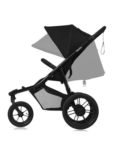 BN-LO-AZURA_BLACK_ONYX,Carucior sport, Lionelo, Azura, Cu 3 roti, Cu baldachin XXL impermeabil, Pliere compacta, Pana la 22 kg, 