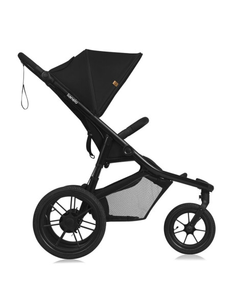 BN-LO-AZURA_BLACK_ONYX,Carucior sport, Lionelo, Azura, Cu 3 roti, Cu baldachin XXL impermeabil, Pliere compacta, Pana la 22 kg, 