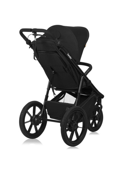 BN-LO-AZURA_BLACK_ONYX,Carucior sport, Lionelo, Azura, Cu 3 roti, Cu baldachin XXL impermeabil, Pliere compacta, Pana la 22 kg, 