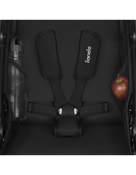 BN-LO-AZURA_BLACK_ONYX,Carucior sport, Lionelo, Azura, Cu 3 roti, Cu baldachin XXL impermeabil, Pliere compacta, Pana la 22 kg, 