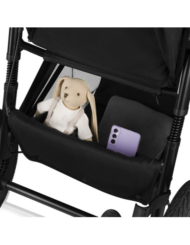 BN-LO-AZURA_BLACK_ONYX,Carucior sport, Lionelo, Azura, Cu 3 roti, Cu baldachin XXL impermeabil, Pliere compacta, Pana la 22 kg, 