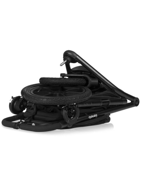 BN-LO-AZURA_BLACK_ONYX,Carucior sport, Lionelo, Azura, Cu 3 roti, Cu baldachin XXL impermeabil, Pliere compacta, Pana la 22 kg, 