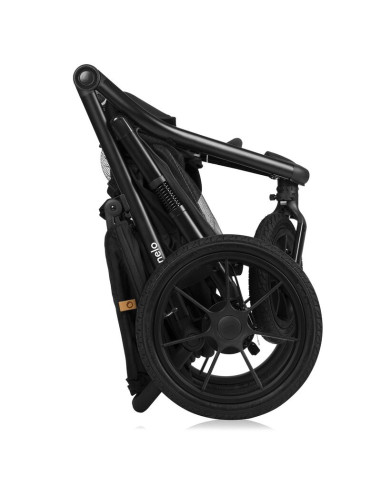 BN-LO-AZURA_BLACK_ONYX,Carucior sport, Lionelo, Azura, Cu 3 roti, Cu baldachin XXL impermeabil, Pliere compacta, Pana la 22 kg, 