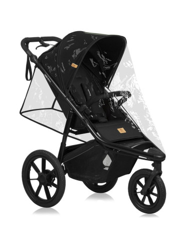 BN-LO-AZURA_BLACK_ONYX,Carucior sport, Lionelo, Azura, Cu 3 roti, Cu baldachin XXL impermeabil, Pliere compacta, Pana la 22 kg, 