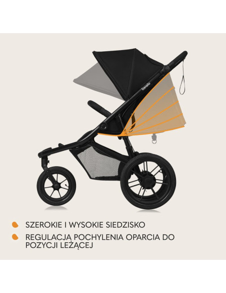 BN-LO-AZURA_BLACK_ONYX,Carucior sport, Lionelo, Azura, Cu 3 roti, Cu baldachin XXL impermeabil, Pliere compacta, Pana la 22 kg, 