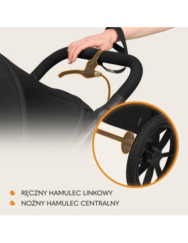 BN-LO-AZURA_BLACK_ONYX,Carucior sport, Lionelo, Azura, Cu 3 roti, Cu baldachin XXL impermeabil, Pliere compacta, Pana la 22 kg, 