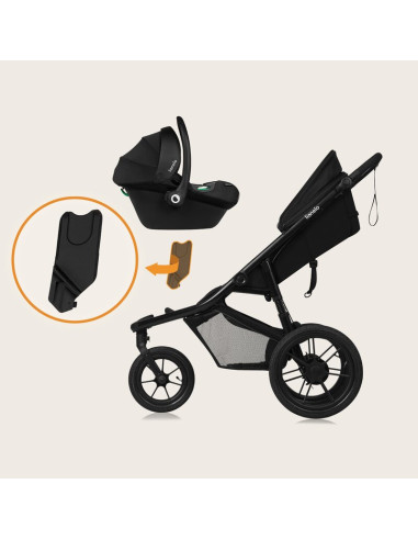 BN-LO-AZURA_BLACK_ONYX,Carucior sport, Lionelo, Azura, Cu 3 roti, Cu baldachin XXL impermeabil, Pliere compacta, Pana la 22 kg, 