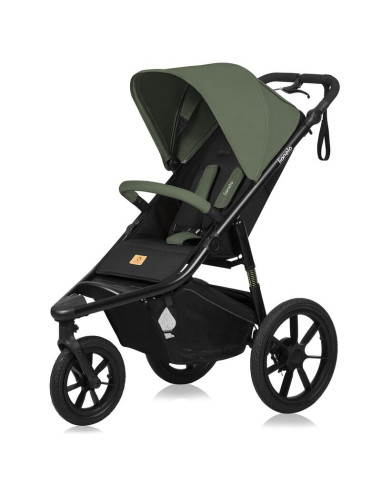 BN-LO-AZURA_GREEN_FOREST,Carucior sport, Lionelo, Azura, Cu 3 roti, Cu baldachin XXL impermeabil, Pliere compacta, Pana la 22 kg