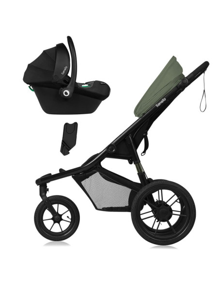 BN-LO-AZURA_GREEN_FOREST,Carucior sport, Lionelo, Azura, Cu 3 roti, Cu baldachin XXL impermeabil, Pliere compacta, Pana la 22 kg