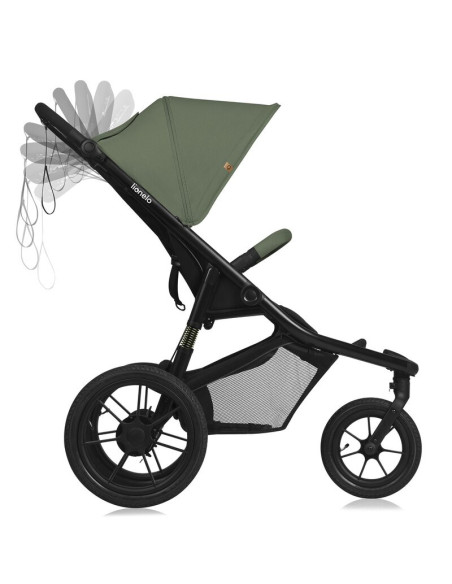 BN-LO-AZURA_GREEN_FOREST,Carucior sport, Lionelo, Azura, Cu 3 roti, Cu baldachin XXL impermeabil, Pliere compacta, Pana la 22 kg